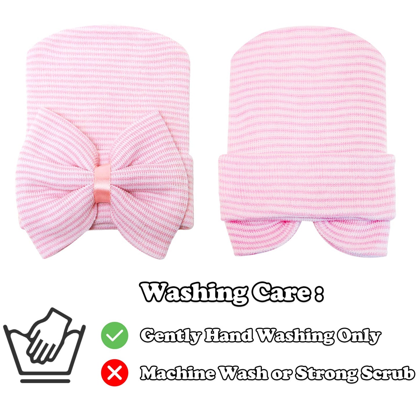Sarfel Newborn Hats For Girls Hospital Hat Baby Girl Bows And Headbands Infant Beanie Nursery Caps Pink