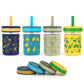 Sursip Toddler Glass Cups with Straw, Spill-Proof Kids Mason Jar Food Storage with Lids, Sippy Cups for Drinks, Smoothies, Snack