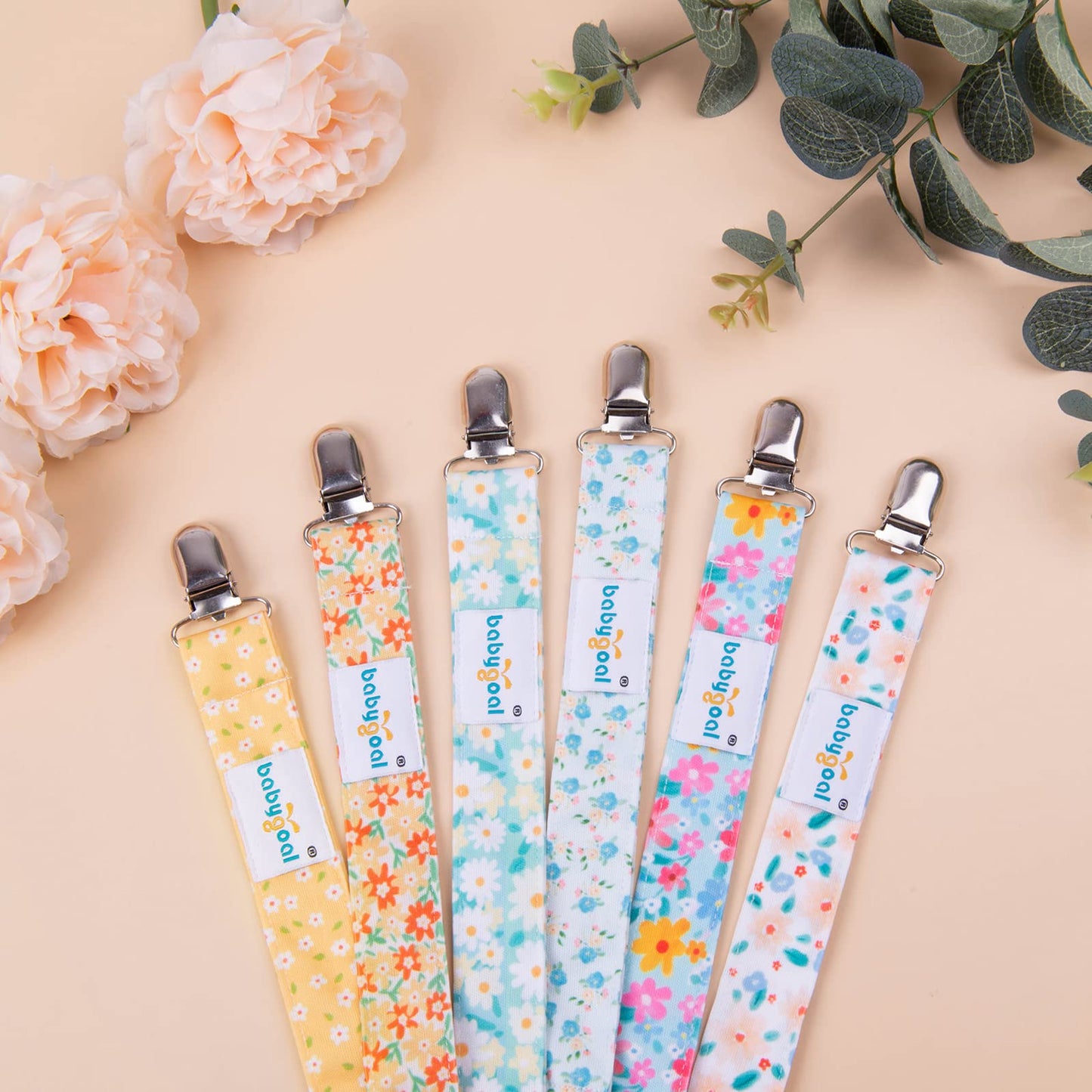 Babygoal Pacifier Clips, 6 Pack Metal Clips Pacifier Holder For Boys And Girls Fits Most Pacifier Styles & Baby Toys And Baby Gi