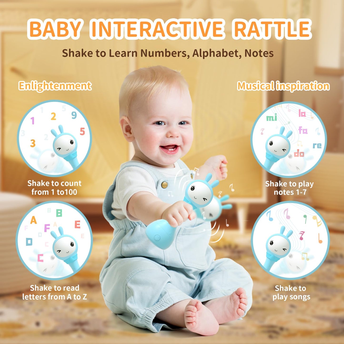 alilo Yoyo Talking Bunny Baby Singing Musical Rattle, Mimicking Toys Repeats What You Say, Preloaded 90+ Quality Audio Content,