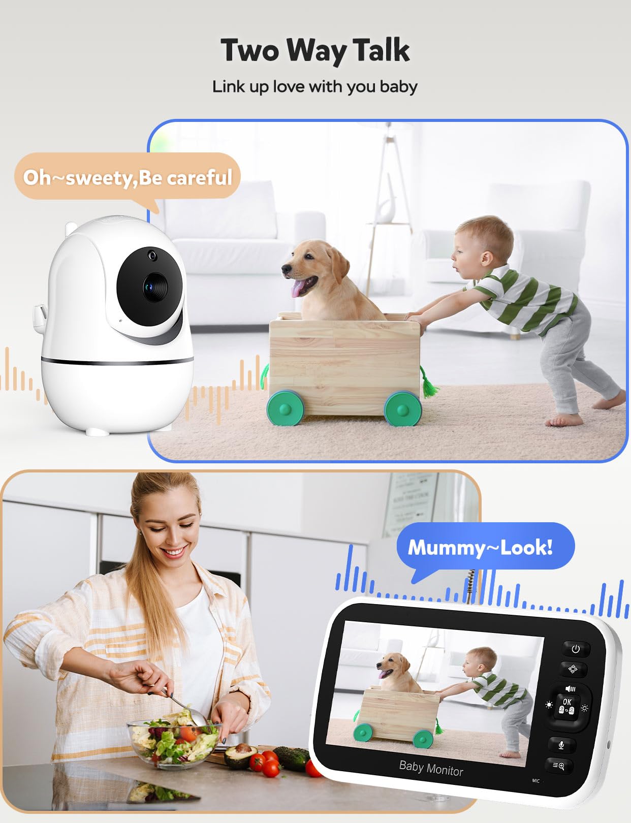 Goodbaby Baby Monitor With Camera And Audio - No Wifi, Remote Pan-Tilt-Zoom, Night Vision, Temperature Sensor, 2-Way Talk, 8 Lul