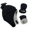 Century Star Baby Fleece Hat Warm Earflap Toddler Boys Winter Hat And Mitten Set 01 Black 3-12 Months