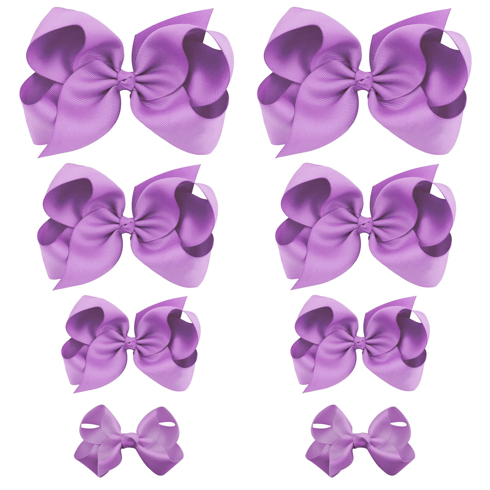 Oaoleer 8Pcs Hair Bows For Girls Purple Grosgrain Ribbon Boutique Bow Alligator Clips Hair Accessories For Toddlers Little Girls