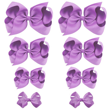 Oaoleer 8Pcs Hair Bows For Girls Purple Grosgrain Ribbon Boutique Bow Alligator Clips Hair Accessories For Toddlers Little Girls