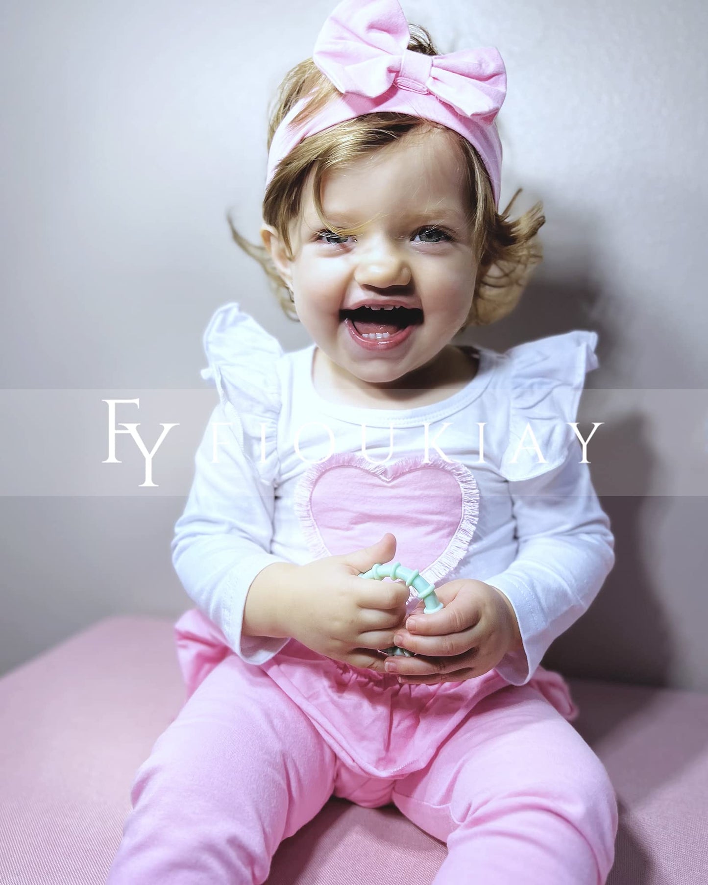 Fioukiay 12-18 Months Baby Girls Valentine'S Day Love Tirm Heart Bodysuit Clothes Valentines Day Outfit Clothing Set (Pink, 12-1