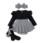 Giraropa Baby Girl Fall Winter Clothes Long Sleeve Romper Dress + Socks + Headband Newborn Infant Cute Casual Outfits (Black, 12