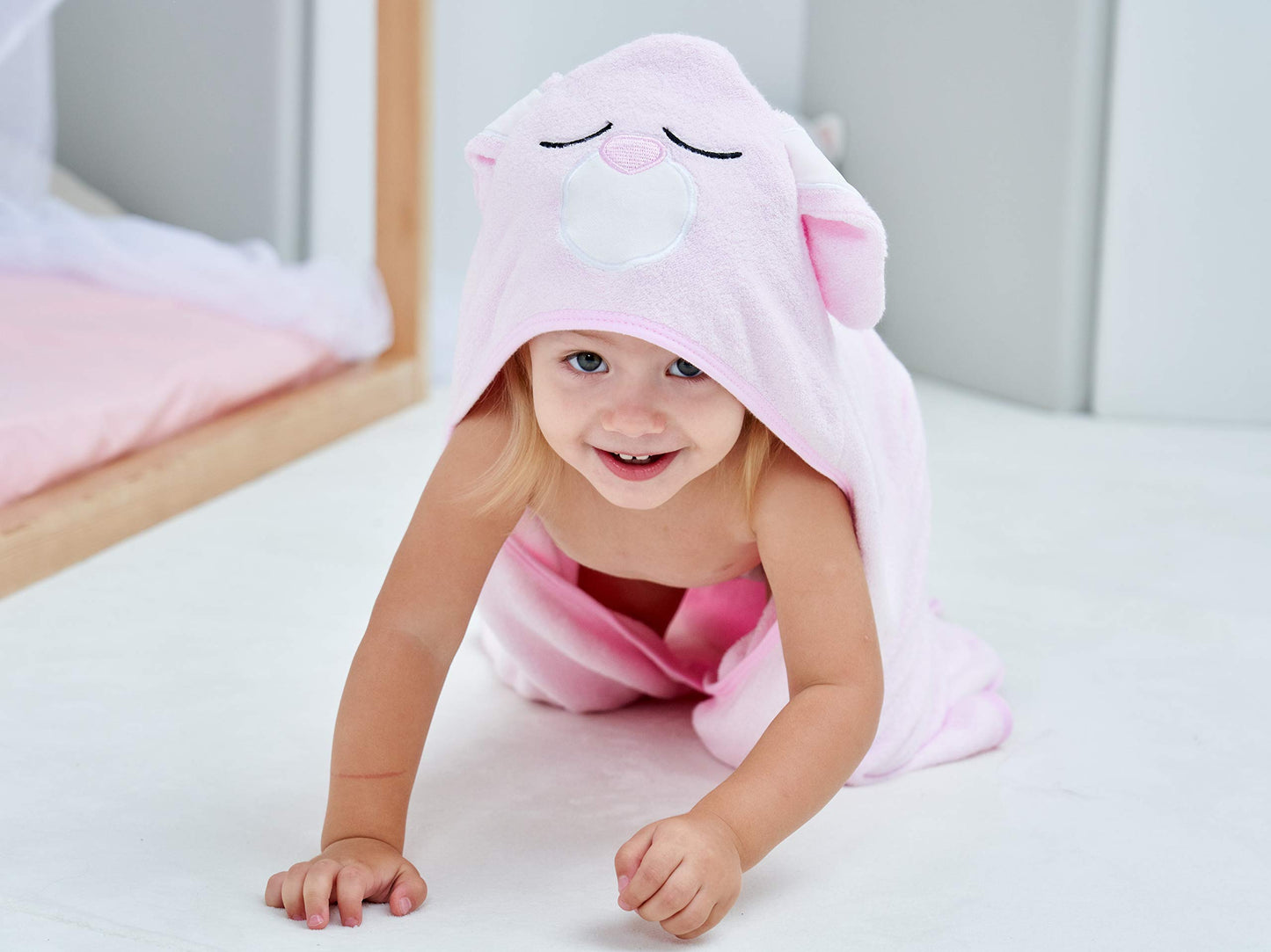 Hiphop Panda Bamboo Hooded Baby Towel - Soft Hooded Bath Towel For Babie, Toddler,Infant, Perfect For Boy And Girl - (Pink Rabbi