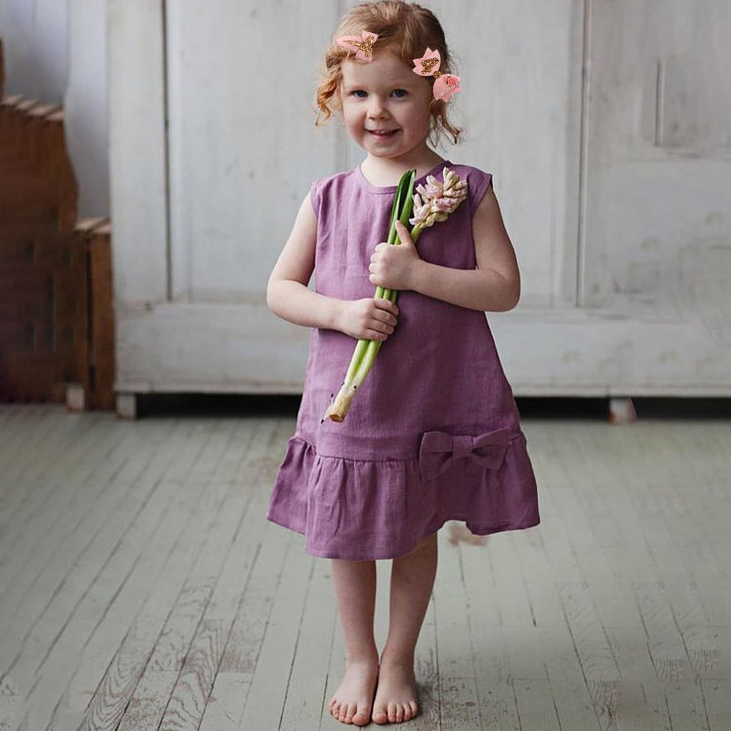 Jissoo Pink Bow Hair Clip - 4Th Birthday Party Decorations For Girls, Sparkling Hair Accessories, 2 Pieces, Size 5*9.5Cm/3.5Cm*6