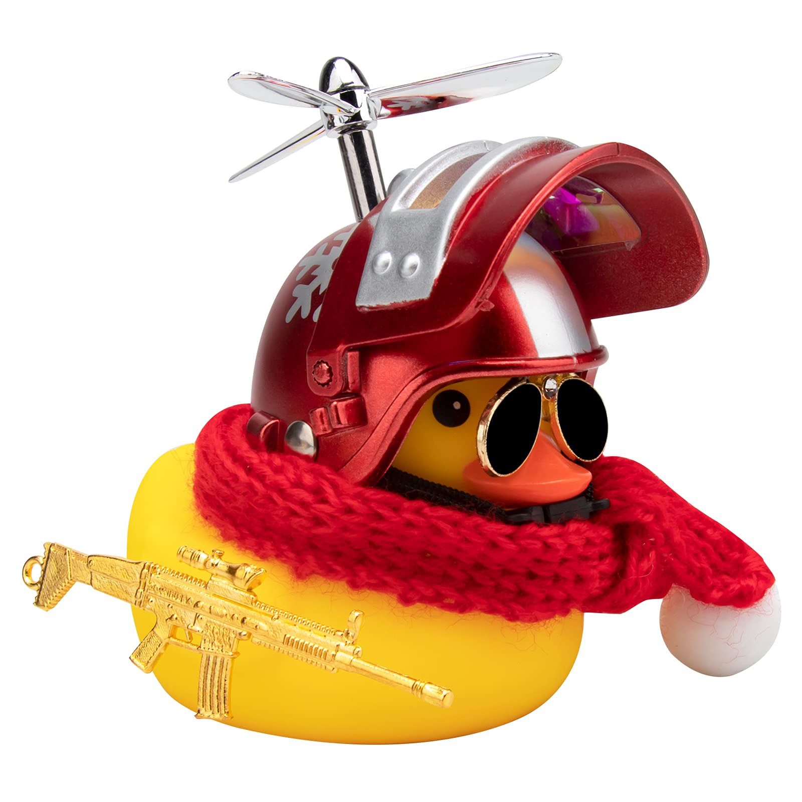 wonuu Rubber Duck Car Decorations Cute Yellow Duck Car Dashboard Ornaments with Propeller (Y-Snow Flake)