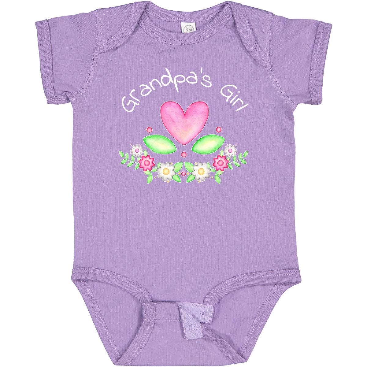 Inktastic GrandpaS Girl Heart Flowers Baby Bodysuit, Lavender, 6 Months
