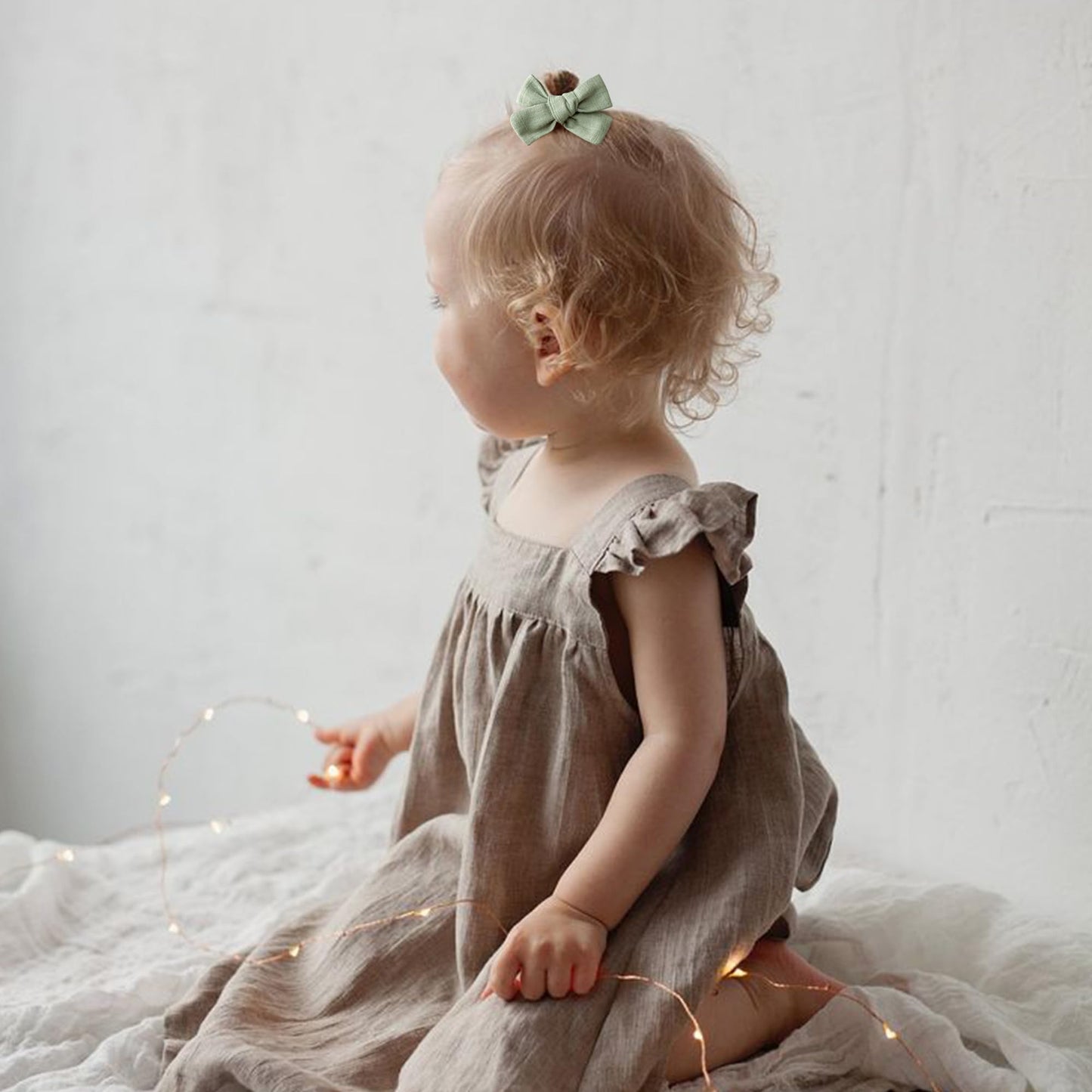 Niceye Baby Hair Clips - 24 Pcs Fully Lined Hair Bow Clips For Fine Hair Cotton Tiny Hair Barrettes For Infants, Toddlers, And L