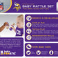 Baby Fanatic NFL Minnesota Vikings Wood Rattle 2 Pack - Officially Licensed Baby Toy Set for Boys & Girls - BPA Free - Ages 3 Mo