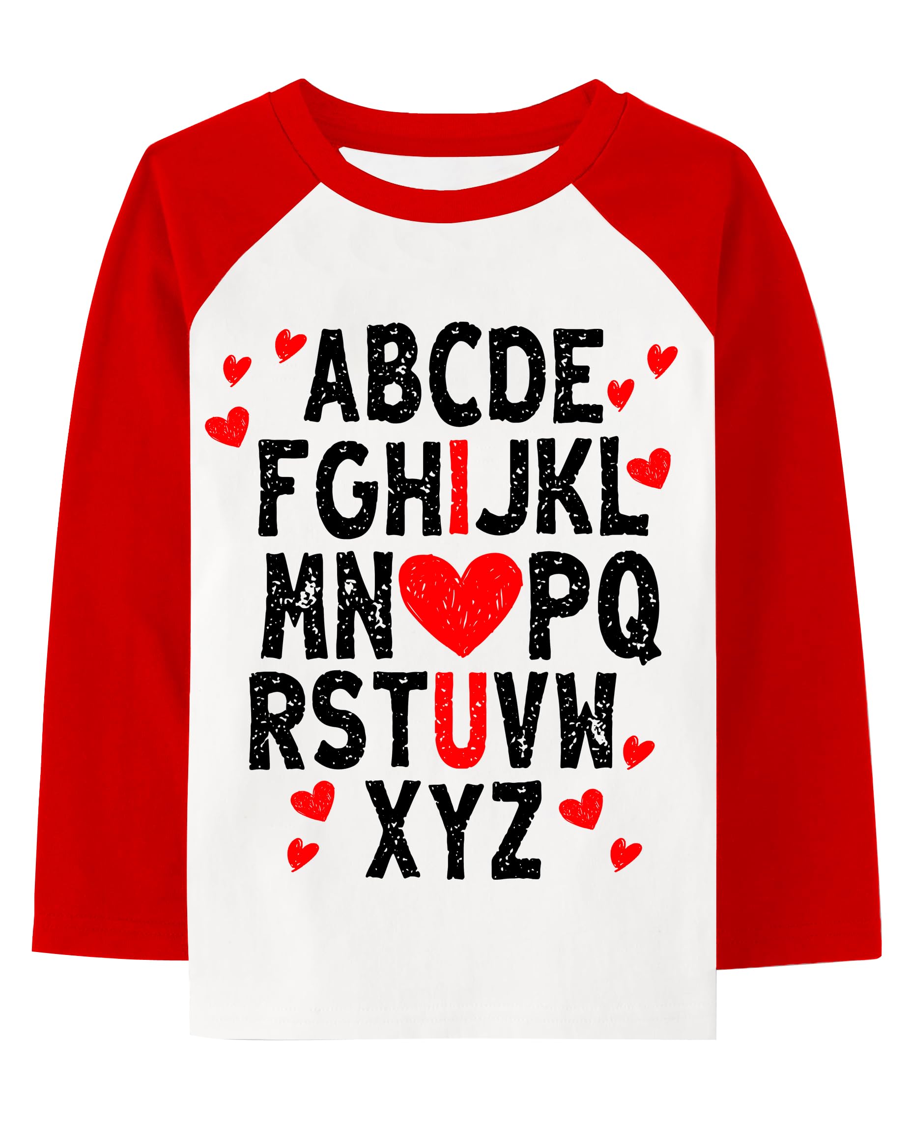 Toddler Valentines Day Tshirts Boys I Love You Shirt Holiday Raglan Sleeve Kids Love Heart Tees 6T