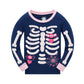 Toddler Girls Skeleton Pajamas Kids 2 Pcs Long Sleeve Glow In The Dark Pjs Girls Halloween Spider Pajamas Set Funny Sleepwear Cl