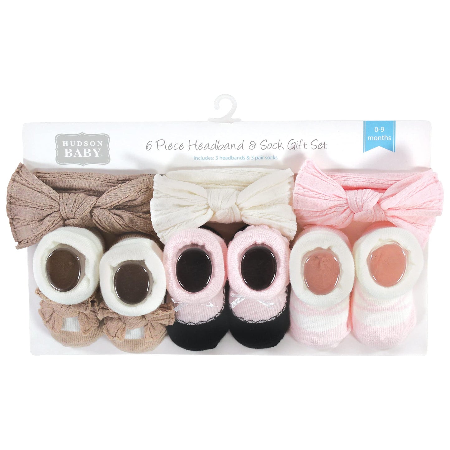 Hudson Baby Baby Girls' Headband And Socks Giftset, Pink Taupe, One Size