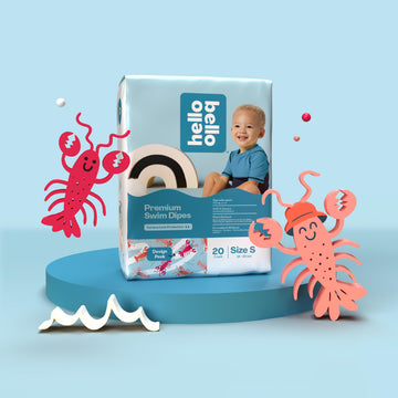 Hello Bello Premium Swim Diapers, Size S (16-28 Lbs), Cute Extra-Bright Lobster Designs, 20 Count Jumbo Pack