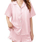 Arshiner Girls Pajamas Silk Satin Pajama Set 2 Piece Button Down Pjs Ruffle Sleepwear, Pink Stripes, 1112 Years