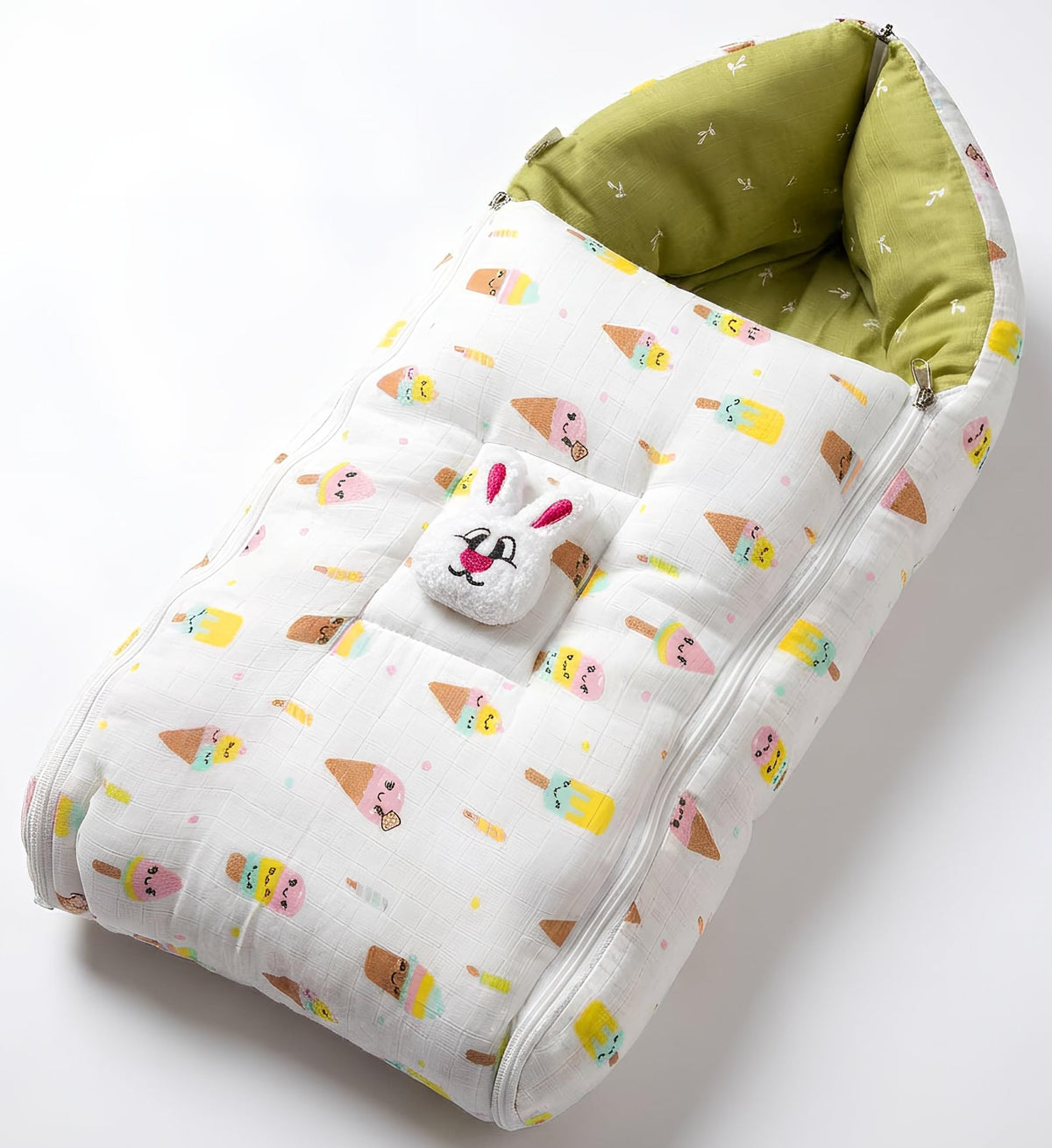 VOIDROP Baby Sleeping Bag, White Yellow, Bunny Design