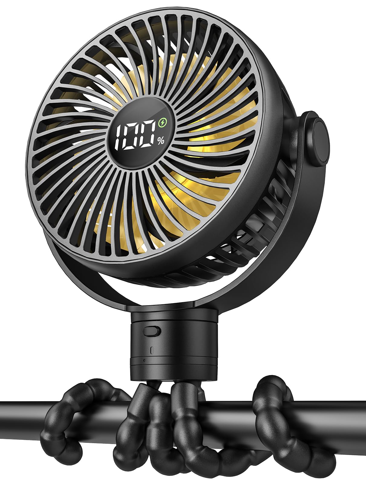 Portable Stroller Fan, 4000mAh Rechargeable Clip on Baby Fan 25H Battery Life, Head Detachable 360 Rotate Mini Fans, 4 Speed Per