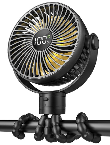 Portable Stroller Fan, 4000mAh Rechargeable Clip on Baby Fan 25H Battery Life, Head Detachable 360 Rotate Mini Fans, 4 Speed Per