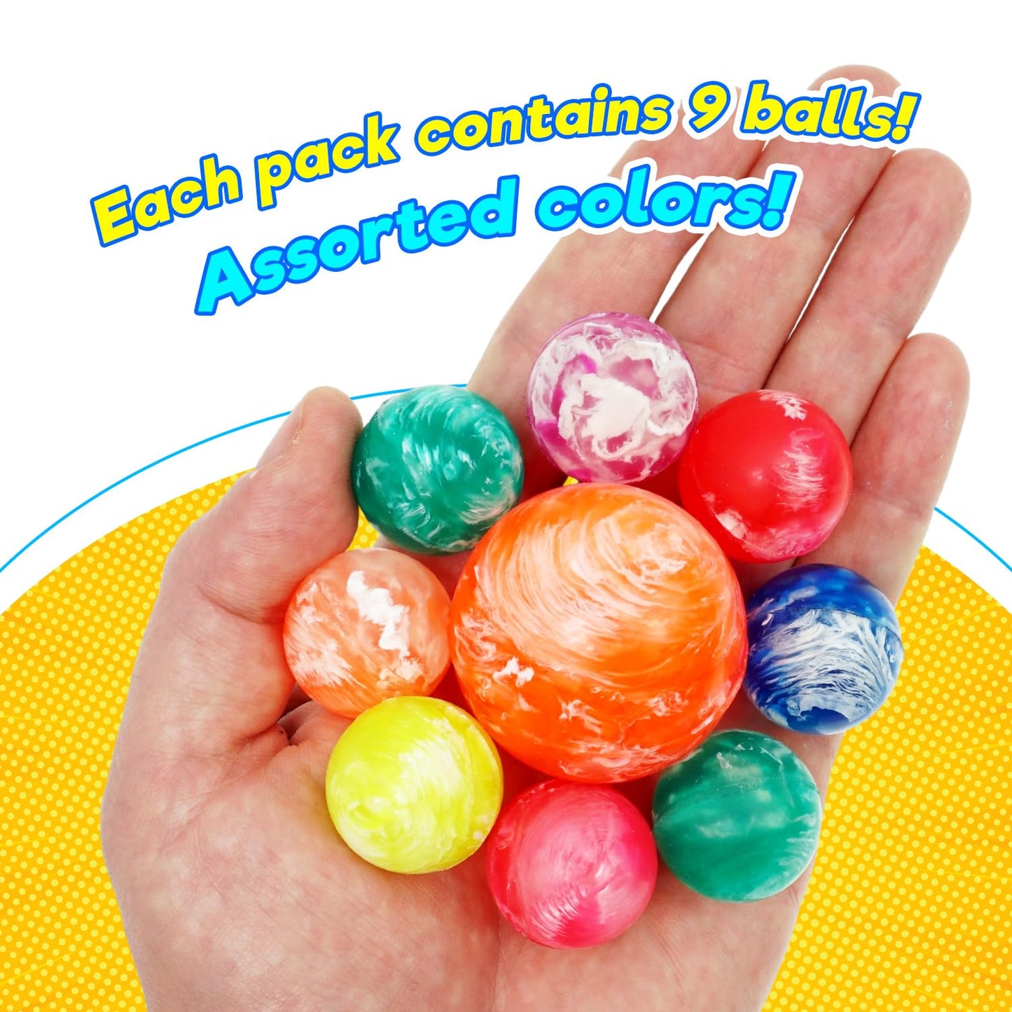 2CHILL Hi Bounce Super Bouncy Balls (2 Pack, 9 Balls Each) Colorful Bouncing Rubber Balls for Kids. Cool Party Favors for Kids.