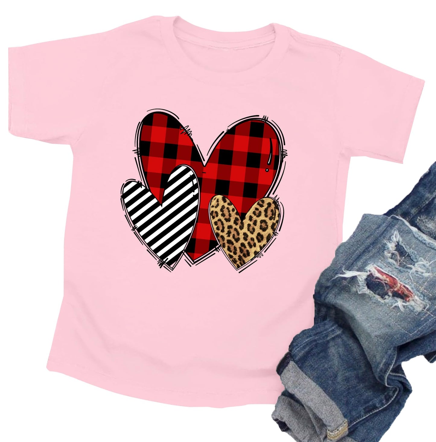 Toddler Valentine'S Day Shirts Boys Girls Love Heart Graphic T-Shirt Valentine Short Sleeve Tee Tops