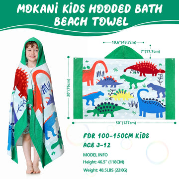 Mokani Kids Cotton Hooded Towels | Super Soft & Thick & Super Absorbent | 50' X 30' Beach Bath Swimming Towels For Girls Boys