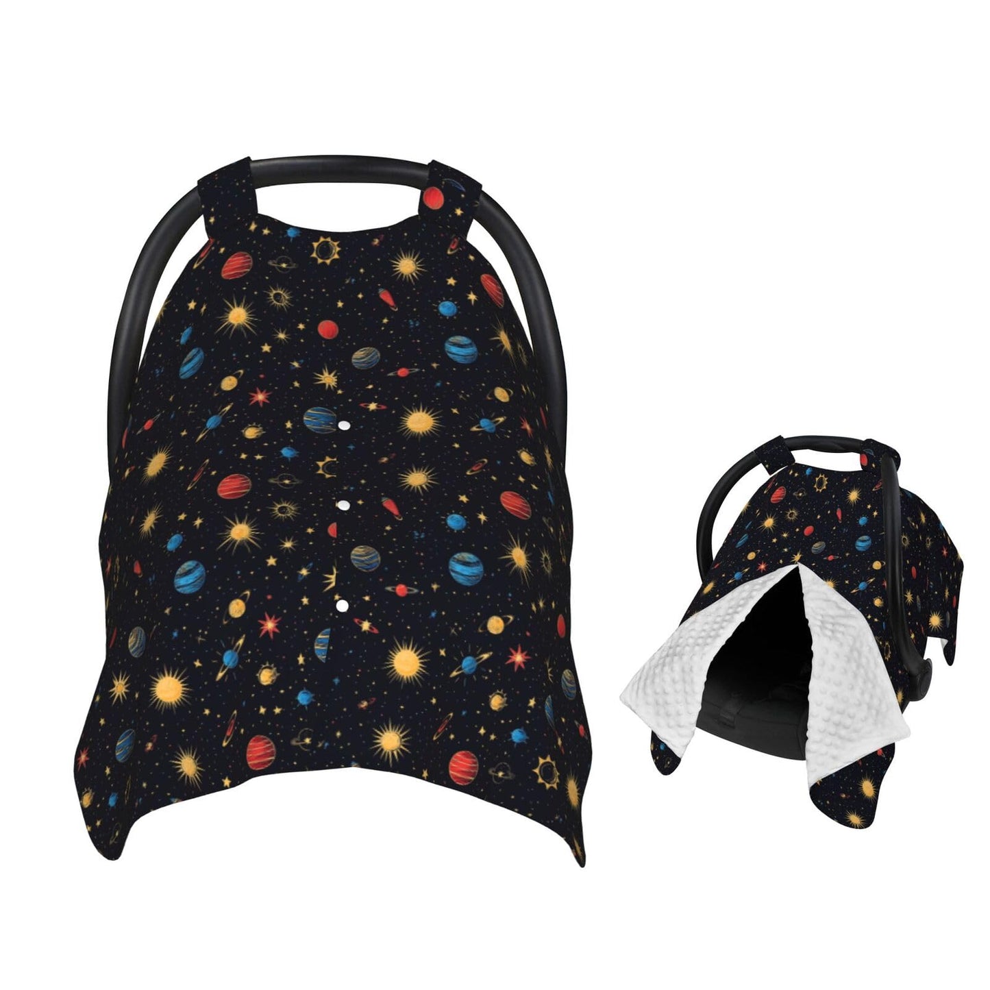 Muishi Planets Stars and Sun Baby Car Seat Canopy Nursing Cover for Newborn Car Seat Breastfeeding Covers Blanket Newborn Shower