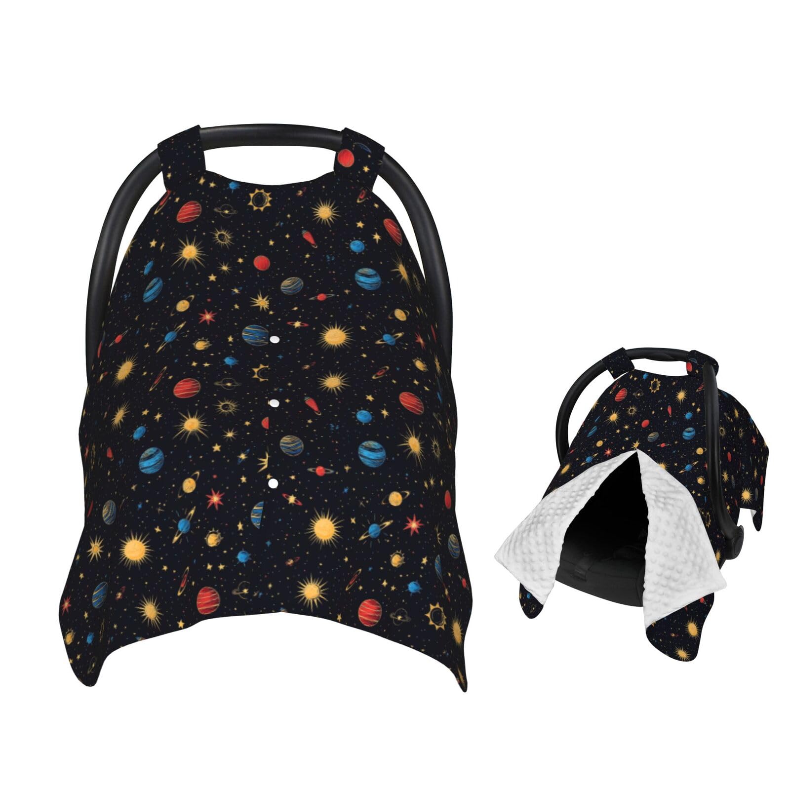 Muishi Planets Stars and Sun Baby Car Seat Canopy Nursing Cover for Newborn Car Seat Breastfeeding Covers Blanket Newborn Shower