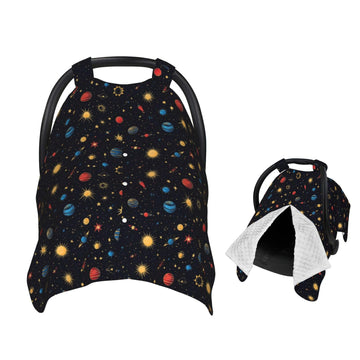 Muishi Planets Stars and Sun Baby Car Seat Canopy Nursing Cover for Newborn Car Seat Breastfeeding Covers Blanket Newborn Shower
