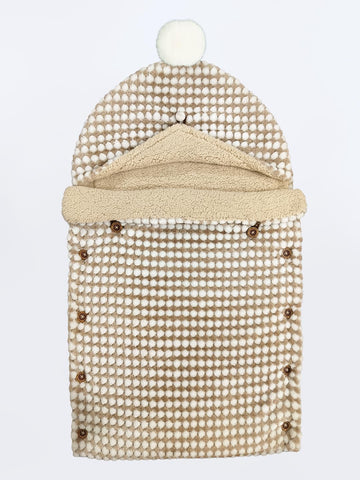 Yellow Apple Winter Baby Sleeping Bag |Soft Hooded Baby Wrap with Button Closure for Newborns & Toddlers|Beige