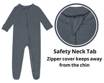 Guisby Baby Boy Zipper Pajamas,Rayon Footed Romper Pajamas For Girls Sliver Grey 6-12 Months