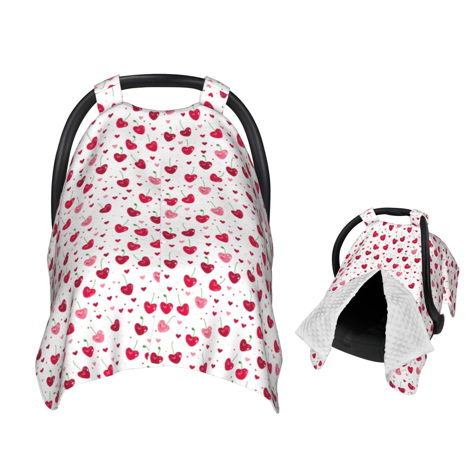 Muishi Red Cherry Love Hearts Baby Car Seat Canopy Nursing Cover for Newborn Car Seat Breastfeeding Covers Blanket Newborn Showe
