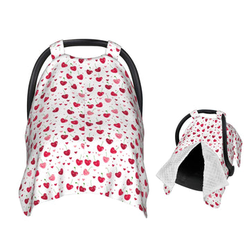 Muishi Red Cherry Love Hearts Baby Car Seat Canopy Nursing Cover for Newborn Car Seat Breastfeeding Covers Blanket Newborn Showe