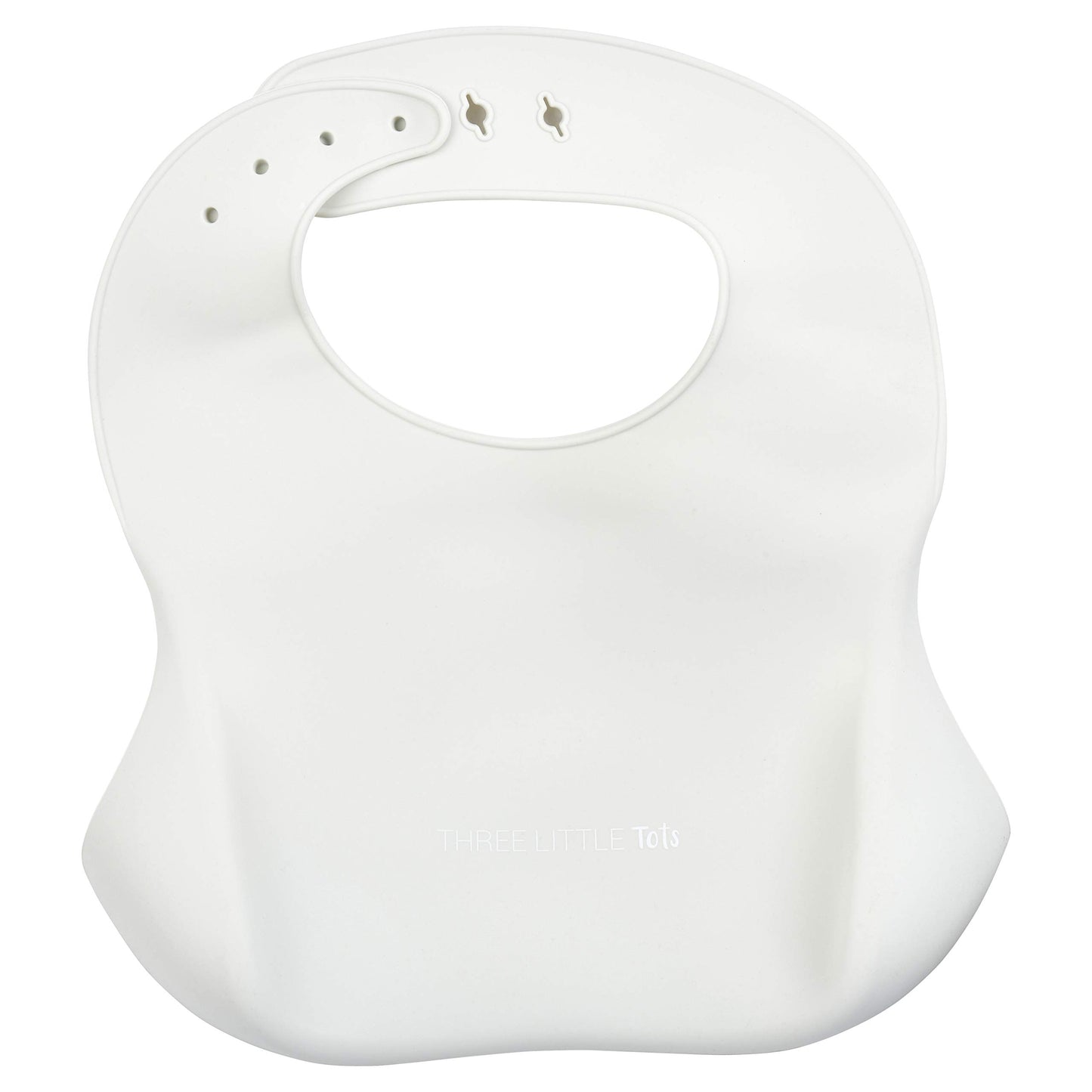 Three Little Tots Modern Silicone Baby Bib - Adjustable Fit Waterproof Catch Bibs ((Cloud)