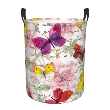 Pevtufa Butterflies And Vintage Foldable Laundry Basket Organizer,Fabric Clothes Toy Storage Basket Nursery Hamper Storage Bin F