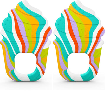 Bright Starts Soothing Soft Serve Silicone Teether, Easy-Grasp Ice Cream Cone, BPA Free, Unisex, 3 Months+ (Pack of 2)