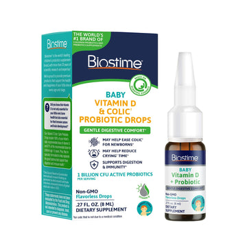 Biostime Baby Vitamin D & Colic Probiotic Drops For Newborns To 3 Years Old | 100% Daily Values Vitamin D For Bone & Immune Supp