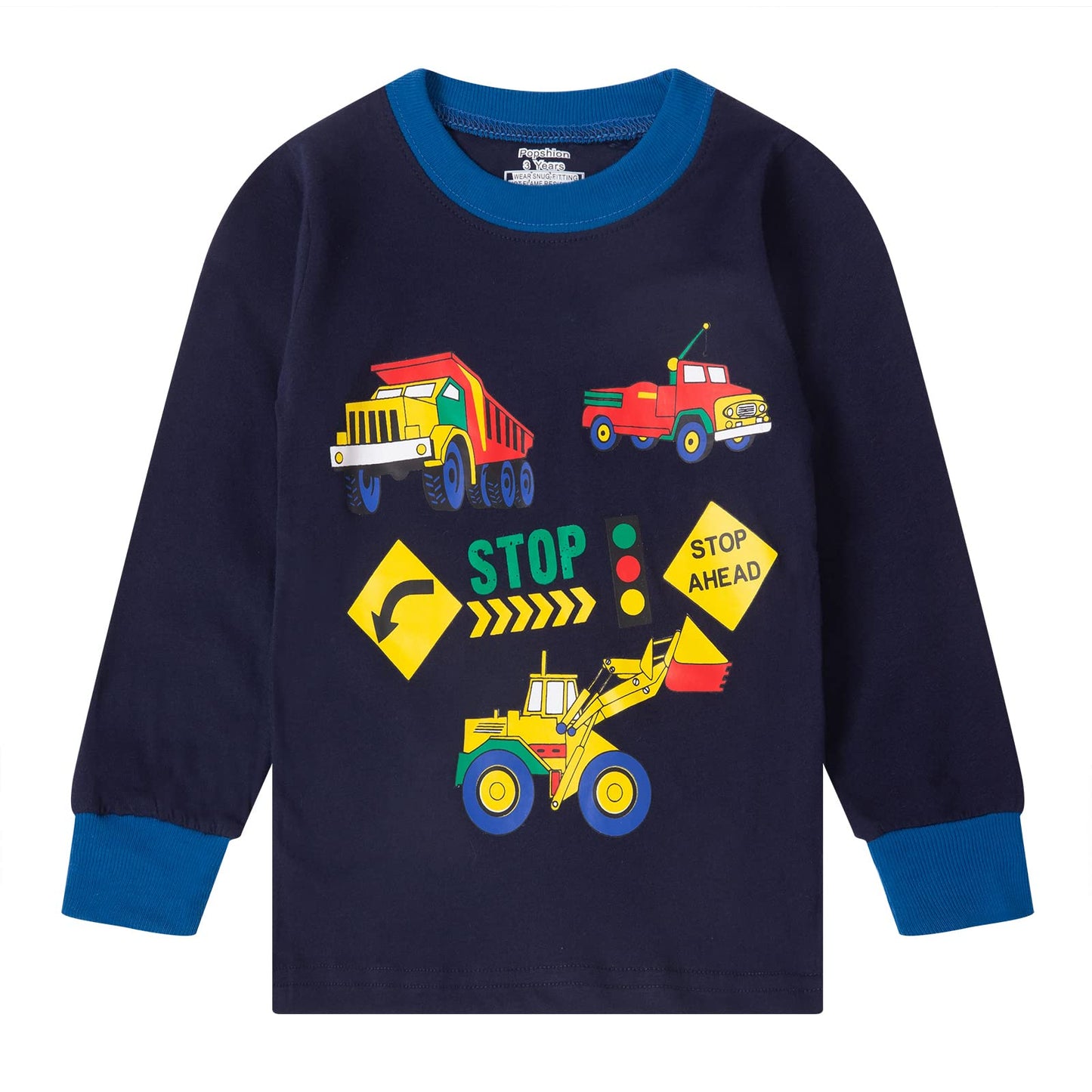 Boys Pajamas Truck Long Sleeve Cotton Pjs Toddler Excavator Clothes Set Winter Sleepwear 2 Piece Kids Construction Pj 6T