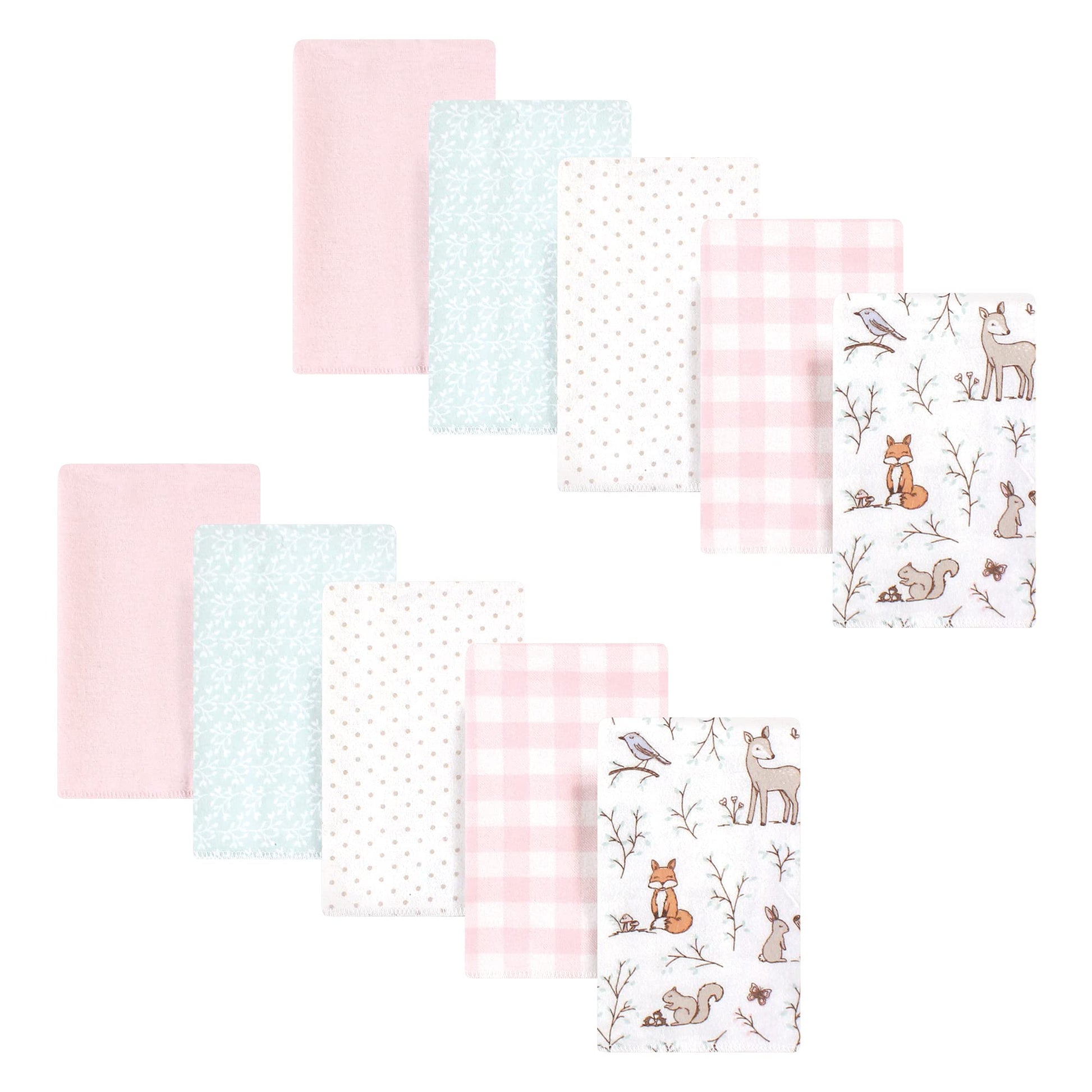 Hudson Baby Unisex Baby Cotton Flannel Burp Cloths, Pink Enchanted Forest, One Size
