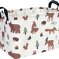 CLOCOR Rectangular Storage Basket,Collapsible Fabric Storage Container,Waterproof Toy Bin with Handles,Gift Basket(Brown Animals