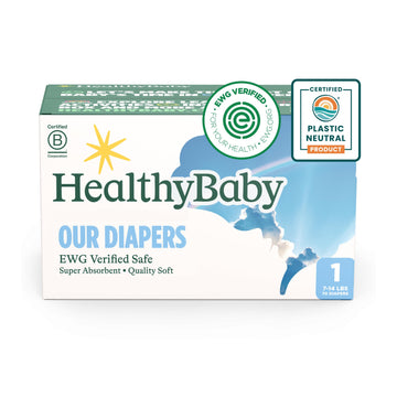 Healthybaby Our Diapers | Ewg Verified Safe & Plant-Based Diapers | Absorbent For Leak Protection | Soft Organic Cotton Shell |