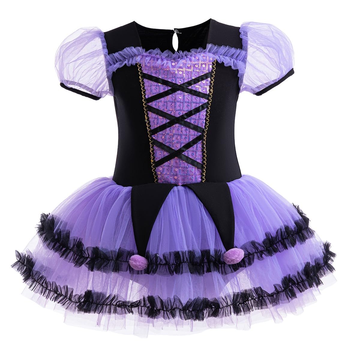 DYMCII Baby Girls Princess Ballet Dress Short Sleeve Leotards Skirted Tutu Witch Halloween Christmas Party Fancy Costume Lavende
