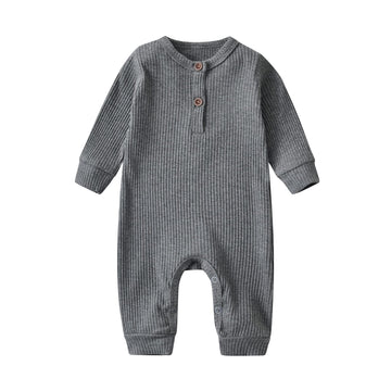 Baby Boy Girl 2 Pack Solid Romper Short/Long Sleeve One Piece Jumpsuits Clothes Sets (Dark Grey & Light Grey, 6-9 Months)