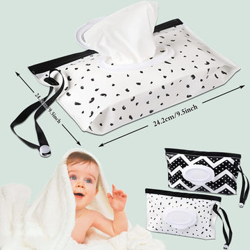 Febsnow 2 Pack Baby Wipe Dispenser,Portable Refillable Wipe Holder, Baby Wipes Container,Wipe Dispenser, Reusable Travel Wet Wip