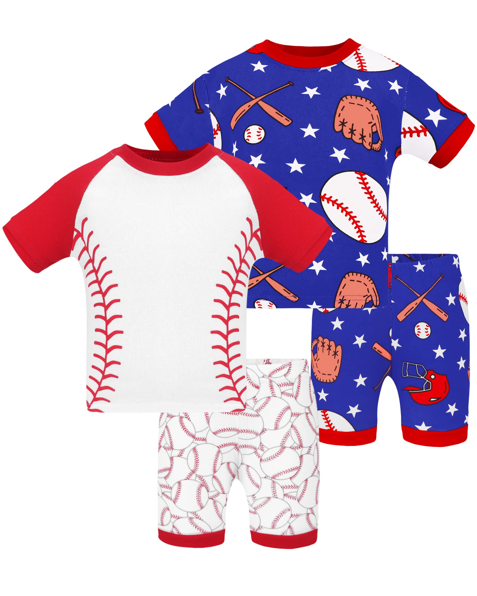 Daughter Queen Boys Pajamas 18-24 Months Summer Pjs Baseball Pj Sets Baby Toddler Cotton Short Sleeve Sleepwear Jammies Sports C