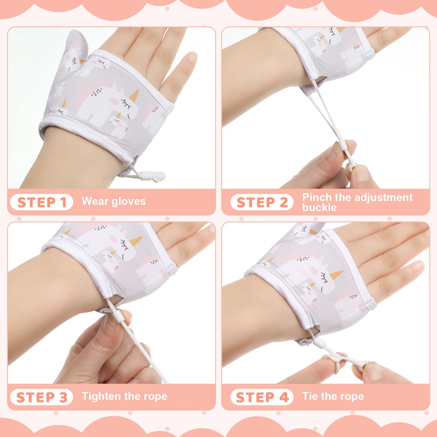 Seematn 4 Pairs Thumb Sucking Stop For Kids Breathable Thumb Suck Guard For Baby Toddler Stop Sucking Fingers Nail Biting Gloves