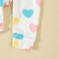 Kupretty Toddler Baby Girl Valentines Day Outfits Heart Waffle Knit Sweatshirts And Pants Set Fall Winter Spring Clothes (White