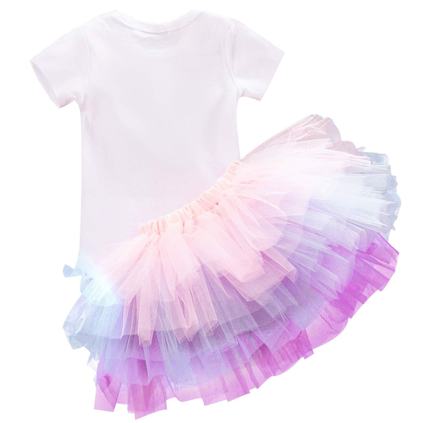 Nnjxd Baby Girls 1St Birthday Unicorn Outfits Set Rainbow Tutu Skirt+ Unicorn T-Shirt+ Flower Headband(1 Years, #12 (Pink) 1 Yea