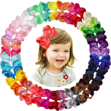 40 Colors Hair Bows For Girls 4.5Inch Boutique Grosgrain Ribbon Bows Alligator Hair Clips Hair Accessories For Baby Girls Toddle